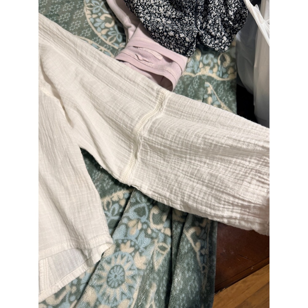 We The Free Free People White Gauze Cotton V-Neck Tunic Blouse XS - Picture 3 of 5